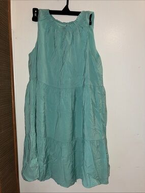LOFT Sleeveless Ruffled Halter Dress in Teal